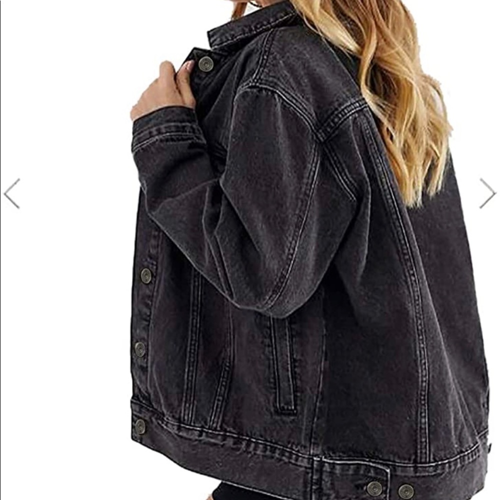 Oversized Jean Jacket Women Vintage Washed Boyfriend Denim Jacket